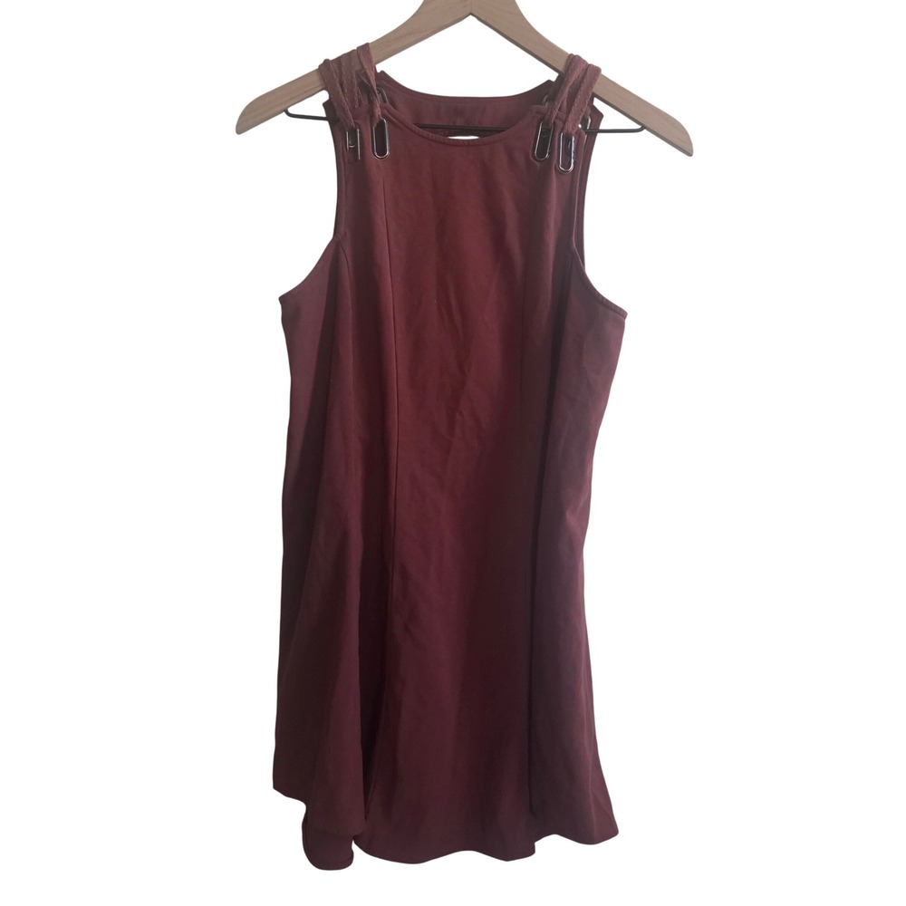 Free People Baby Love Trapeze Mini Dress Red Womens Size XS Cutout Coquette
